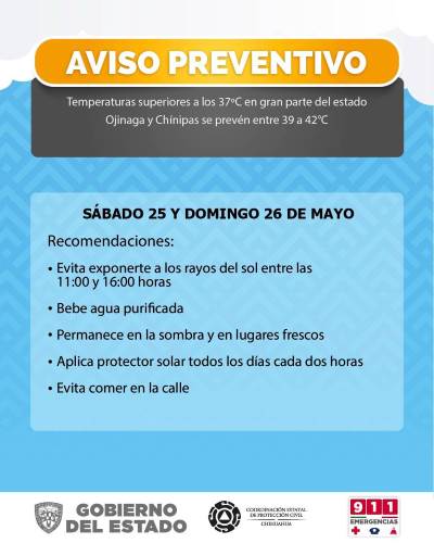 alerta calor y vientos