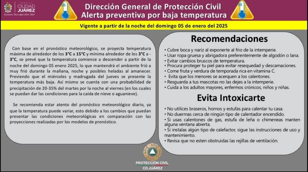alerta por bajas temperaturas