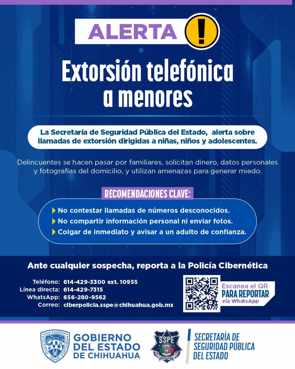 extorsion menores alerta