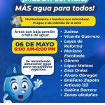 Anuncian suspensión de agua en varias colonias el miércoles.