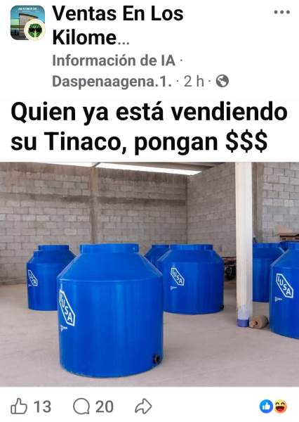 venden tinacos de la jmas
