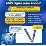 Alertan por suspensión temporal de agua de agua potable en Punta Vela