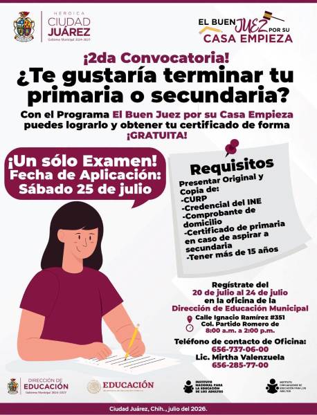 primaria y secundaria con un examen