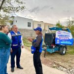 Refuerza JMAS desagüe en Gardeno con motobombas y maquinaria