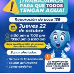 JMAS aplicará cortes de agua en tres sectores de Juárez por reparaciones en pozo 138